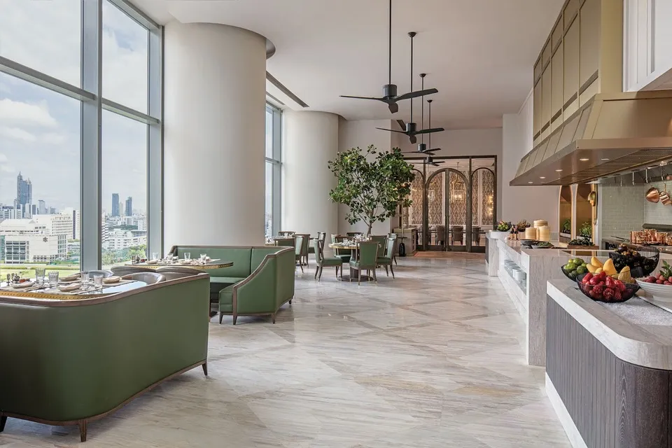 All-day dining room at The Brasserie, Waldorf Astoria Bangkok